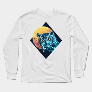 Moonlight Owl Digital Art Long Sleeve T-Shirt